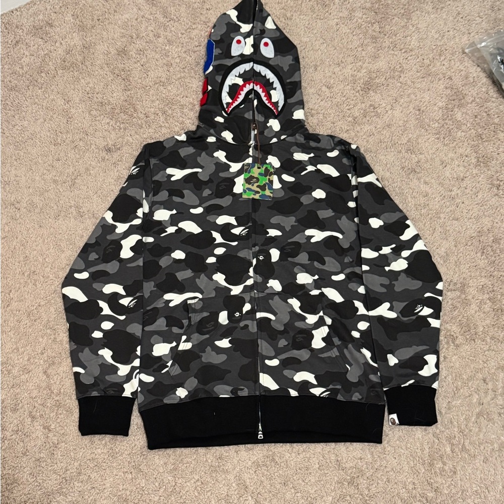 Bape Black and Gray Shark Face Jacket - Picture 1 of 5